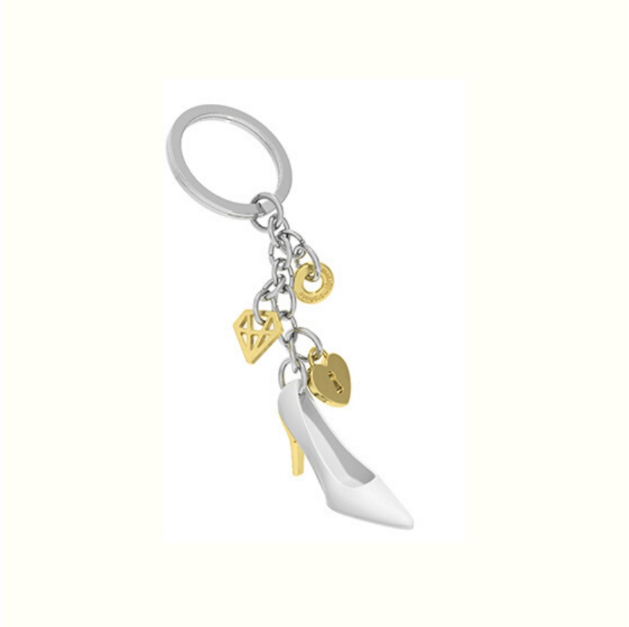 Llavero-High-Heel-blanco.jpg LLAVERO DE TACÓN ALTO BLANCO CON DIJE DE CAÍDA DORADO 941-01 - Imagen 1
